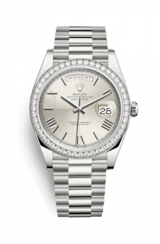 Rolex Day-Date 40 White Gold Diamond Silver Quadrant