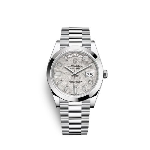 Rolex Day-Date 40 Platinum Meteorite Baguette