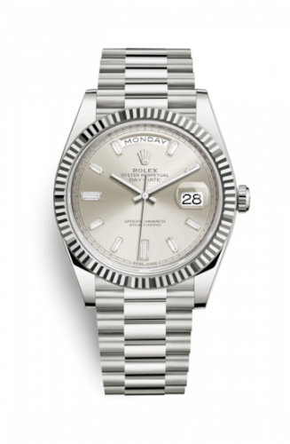 Rolex Day-Date 40 White Gold Silver - Diamond