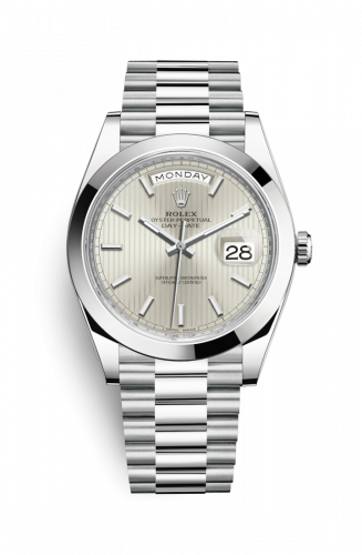 Rolex Day-Date 40 Platinum Silver Tuxedo
