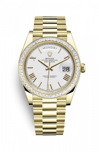 Rolex Day-Date 40 Yellow Gold Baguette White Roman