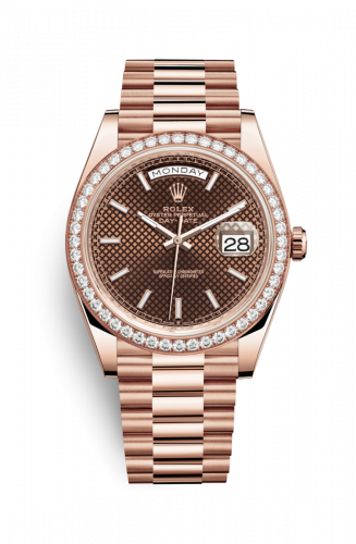 Rolex Day-Date 40 Everose Diamond Chocolate - Diagonal Motif