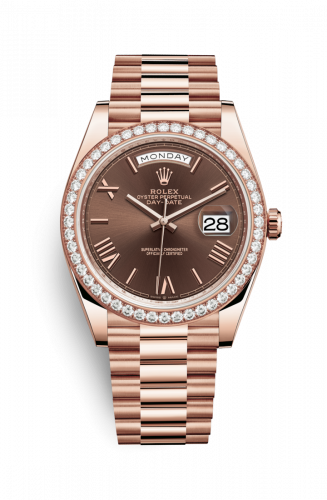 Rolex Day-Date 40 Everose Diamond Chocolate - Roman