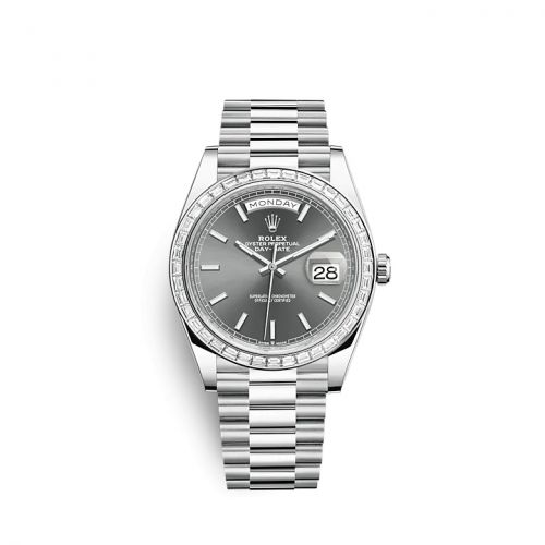 Rolex Day-Date 40 Platinum Baguette Grey