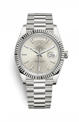 Rolex Day-Date 40 White Gold Stripe Motif