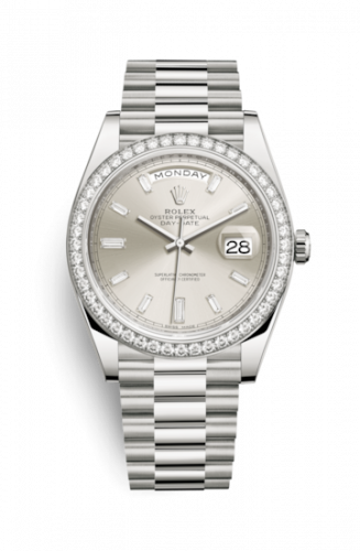Rolex Day-Date 40 White Gold Diamond Silver Diamonds
