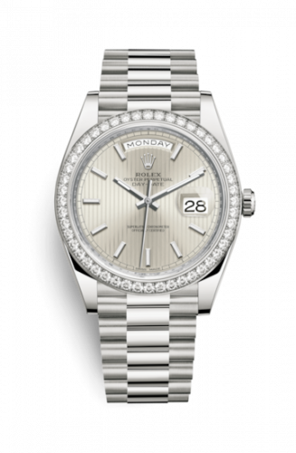 Rolex Day-Date 40 White Gold Diamond Silver Tuxedo