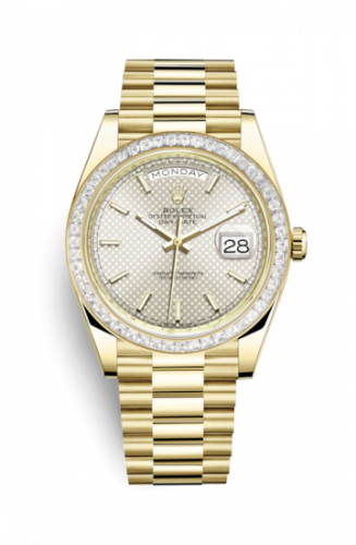 Rolex Day-Date 40 Yellow Gold Baguette Silver