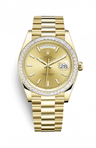 Rolex Day-Date 40 Yellow Gold Baguette Champagne
