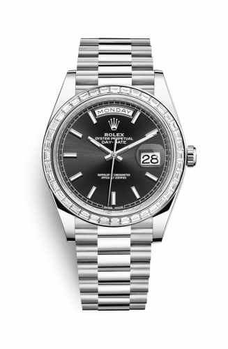 Rolex Day-Date 40 Platinum Baguette Black