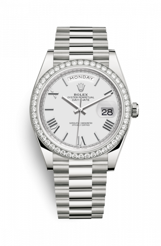Rolex Day-Date 40 White Gold Diamond White Roman