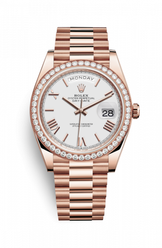 Rolex Day-Date 40 Everose Diamond White - Roman