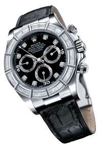 Rolex Daytona White Gold 24 Baguette Strap Black Diamond
