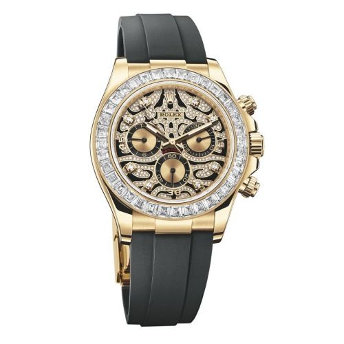 Rolex Cosmograph Daytona Yellow Gold Diamond Eye of the Tiger Oysterflex