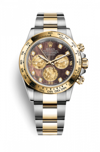 Rolex Cosmograph Daytona Stainless Steel Yellow Gold Black MOP Diamond