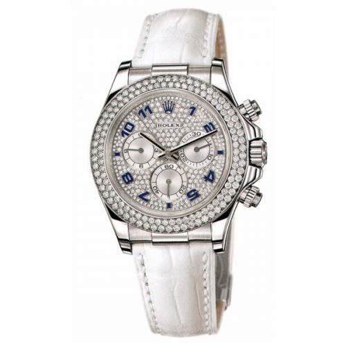 Rolex Daytona White Gold Double Row Strap Paved