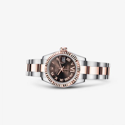 Rolex Lady-Datejust 26 Rolesor Everose Fluted Chocolate Oyster