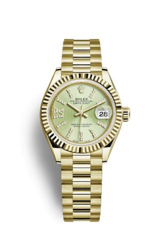Rolex Lady-Datejust 28 Yellow Gold Fluted President Champagne Diamond
