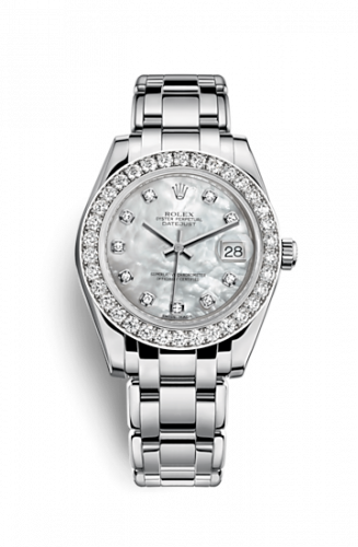 Rolex Datejust Pearlmaster 34 White Gold Diamond Mother of Pearl Diamonds