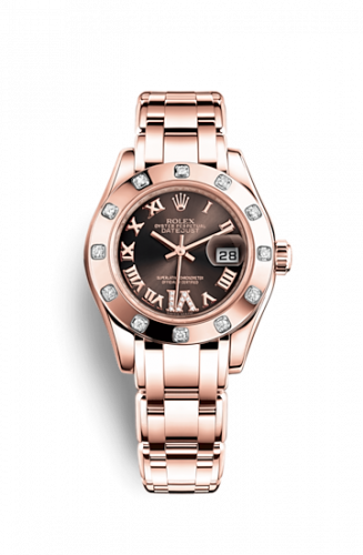 Rolex Datejust Pearlmaster 29 Everose Diamond Chocolate Roman