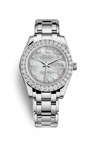 Rolex Datejust Pearlmaster 34 White Gold Diamond Mother of Pearl Roman