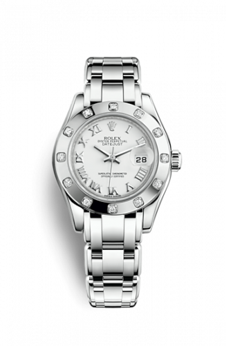 Rolex Datejust Pearlmaster 29 White Gold 12 Diamond White Roman