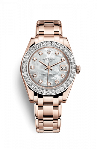 Rolex Datejust Pearlmaster 34 Everose Diamond Mother of Pearl Diamonds