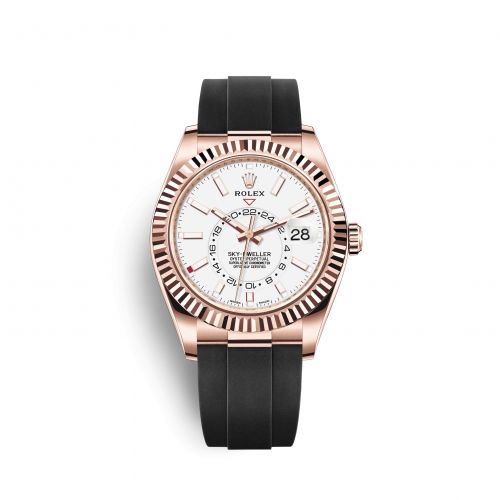 Rolex Sky-Dweller Everose White Oysterflex