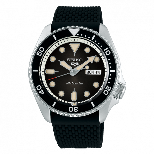 Seiko 5 Sports Suits Style Stainless Steel Black Rubber