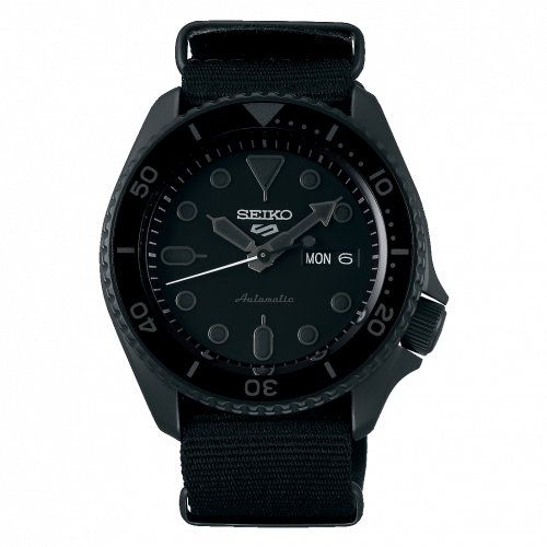 Seiko 5 Sports Street Style Hard Coating Black - Black NATO