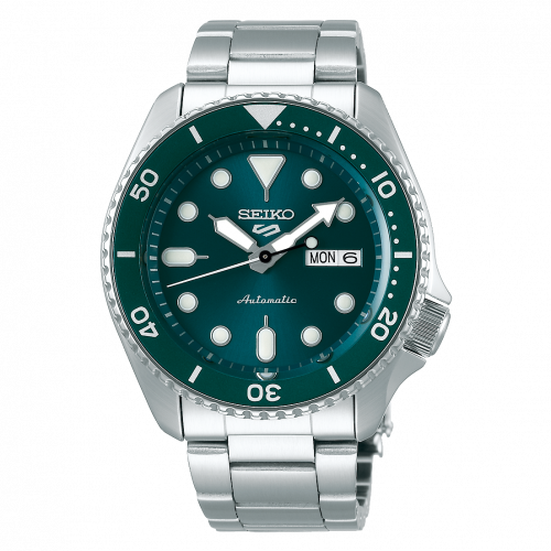 Seiko 5 Sports Sports Style Stainless Steel Green Bracelet