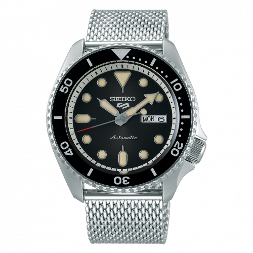Seiko 5 Sports Suits Style Stainless Steel Black Mesh