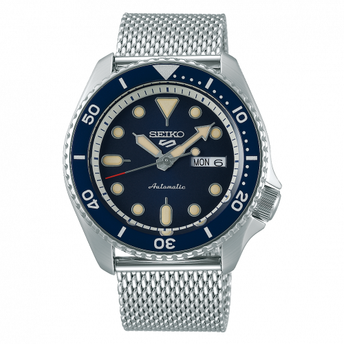 Seiko 5 Sports Suits Style Stainless Steel Blue Mesh