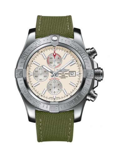 Breitling Super Avenger II Stainless Steel Stratus Silver Military Pin