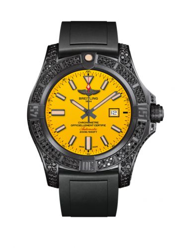 Breitling Avenger Blackbird 44 Black Titanium Diamondworks Cobra Yellow Rubber