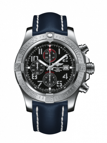 Breitling Super Avenger II Stainless Steel Volcano Black Calf Pin