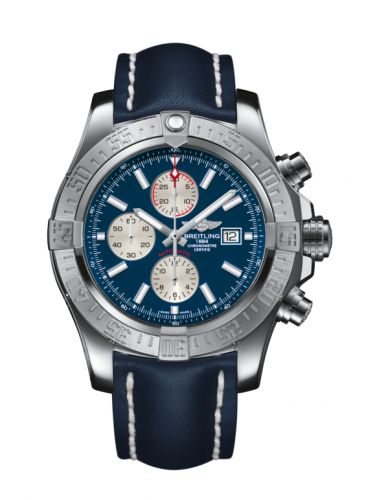Breitling Super Avenger II Stainless Steel Mariner Blue Calf Pin