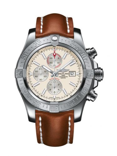 Breitling Super Avenger II Stainless Steel Stratus Silver Calf Pin