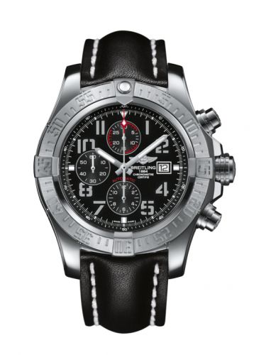 Breitling Super Avenger II Stainless Steel Volcano Black Calf Pin