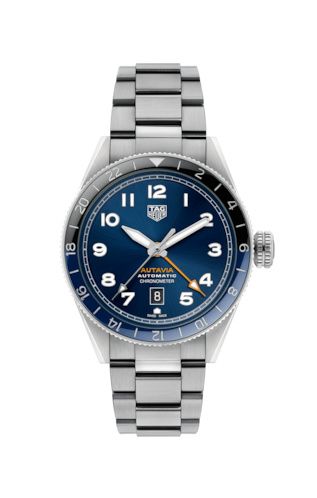 TAG Heuer Autavia Calibre 7 Twin Time Stainless Steel Blue