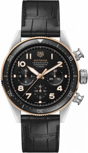 TAG Heuer Autavia Heuer 02 Isograph Stainless Steel Rose Gold Black Strap