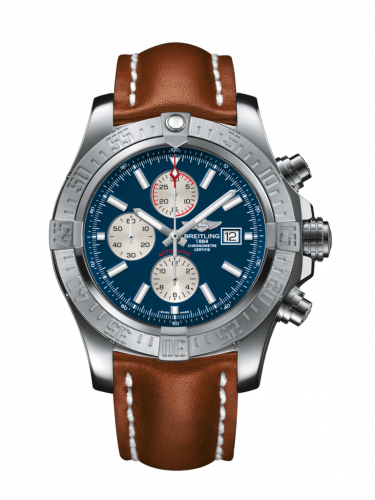 Breitling Super Avenger II Stainless Steel Mariner Blue Calf Pin