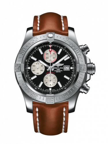 Breitling Super Avenger II Stainless Steel Volcano Black Calf Folding