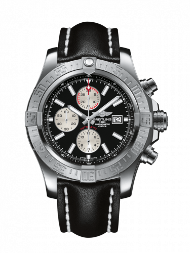 Breitling Super Avenger II Stainless Steel Volcano Black Calf Pin