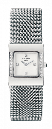 Tissot Bellflower Square White Gold Diamond Silver Bracelet