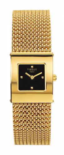 Tissot Bellflower Square Yellow Gold Black Bracelet