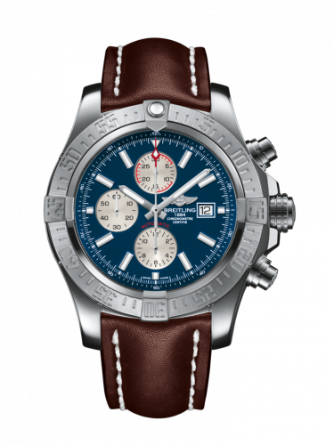 Breitling Super Avenger II Stainless Steel Mariner Blue Calf Pin