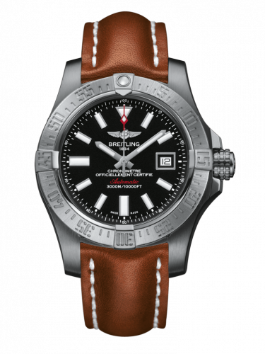 Breitling Avenger II Seawolf Stainless Steel Volcano Black Calf Folding