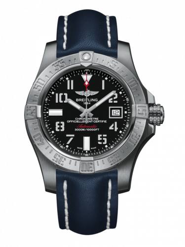 Breitling Avenger II Seawolf Stainless Steel Volcano Black Calf Folding