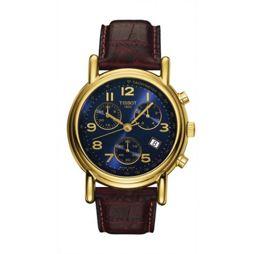 Tissot Carson Chronograph Quartz 39.7 Yellow Gold Blue Strap